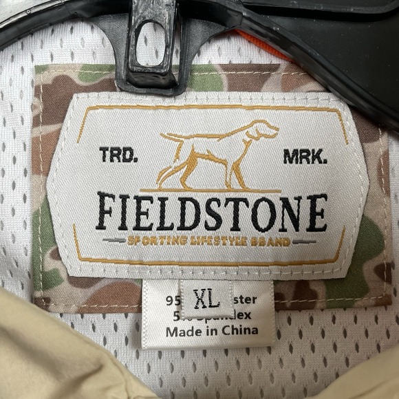 Fieldstone Shirt Mens XL Beige Camo Vented Fisherman Fishing Gorpcore Wingman - Picture 8 of 8